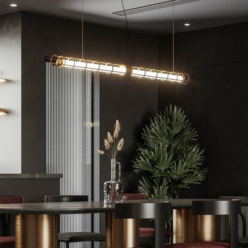 Arisha Modern Minimalist Linear Metal Glass Pendant Light