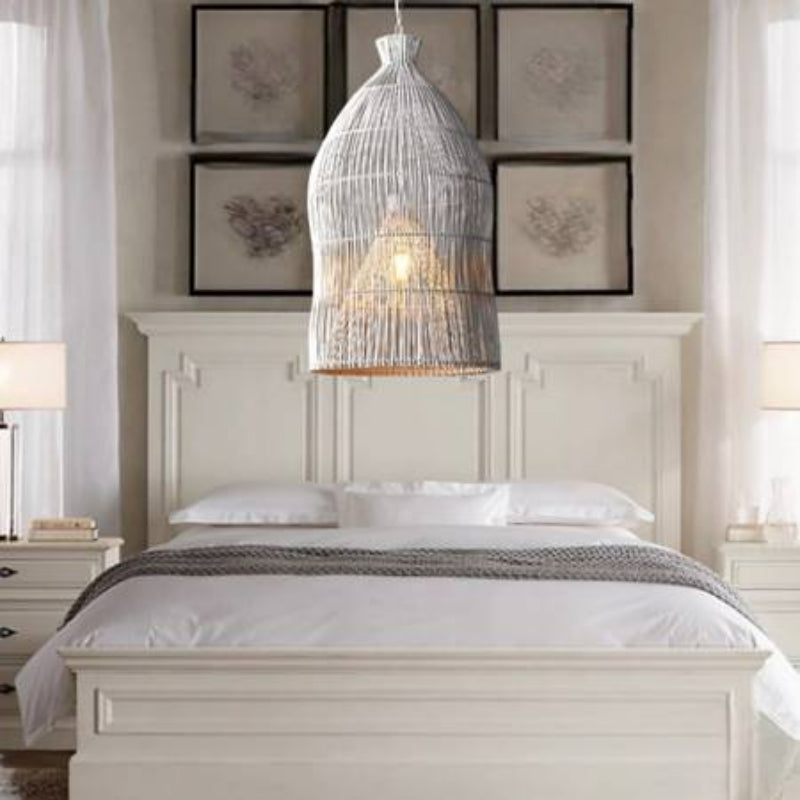 Ritta Design Birdcage LED Pendant Light Metal Rattan Bedroom Living Room