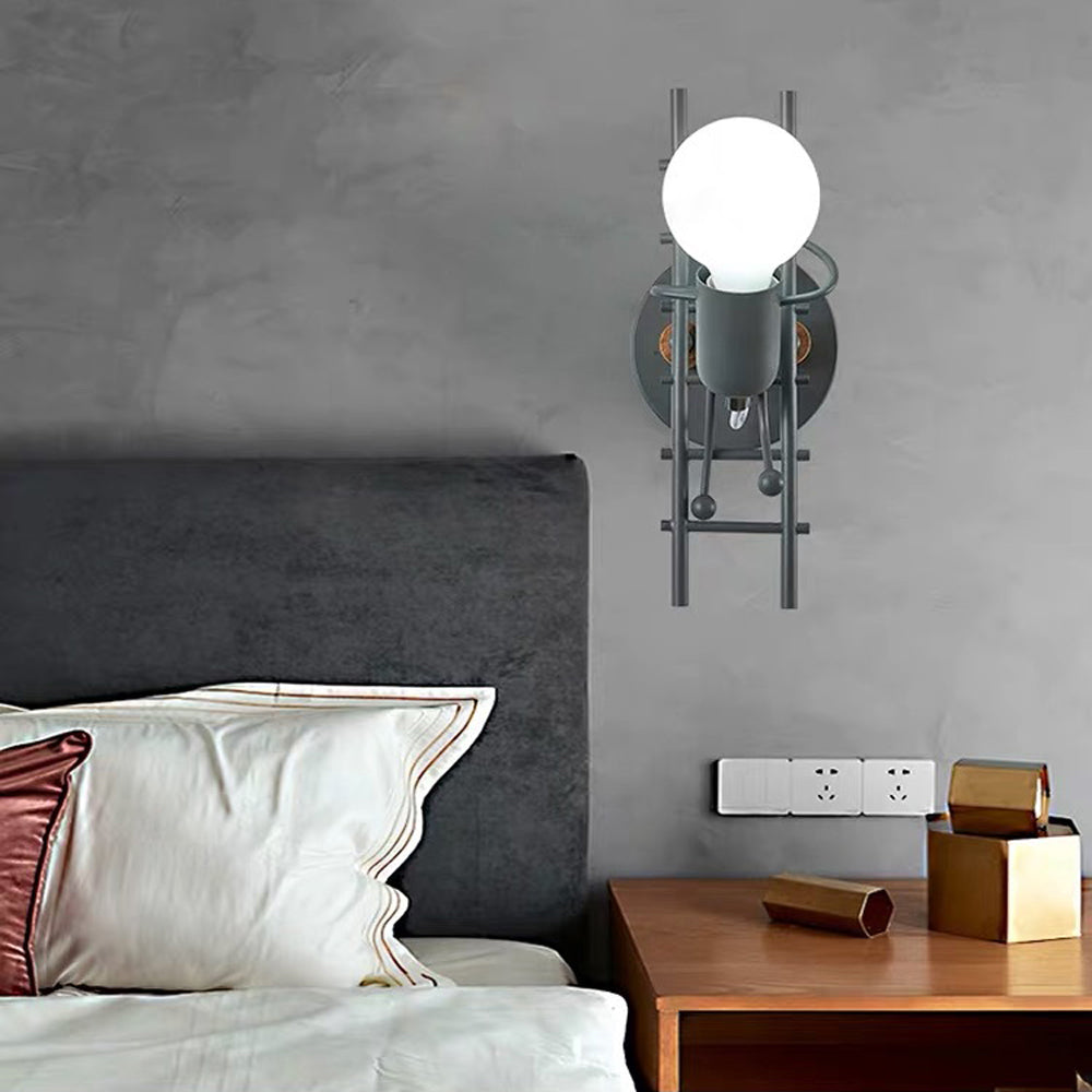 Arisha Industrial Man Wood Wall Light - Letslighting