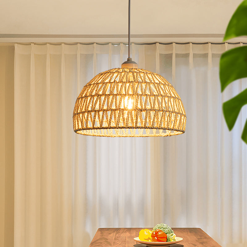 Ritta Retro LED Pendant Light Wood Rattan Bedroom Restaurant