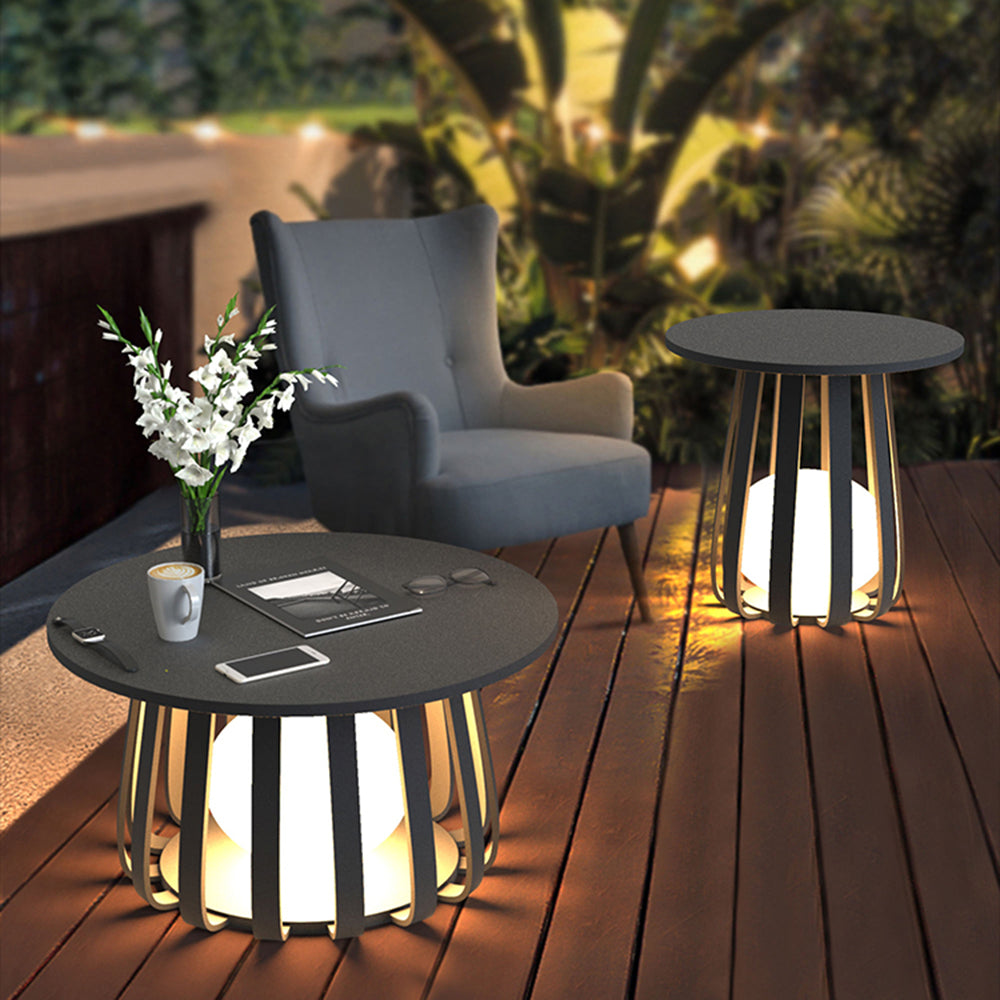 Ray Table Metal Outdoor Solar Floor Lamp Hardwired Solar