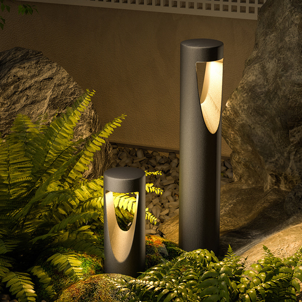 Ray Contemporary Metal Cylindrical Hollow Outdoor Path Light