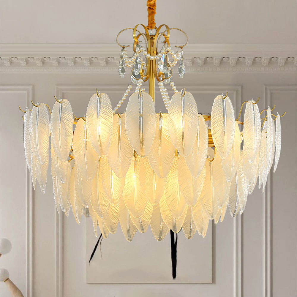 Kristy Elegant Pearl Glass Metal Chandelier