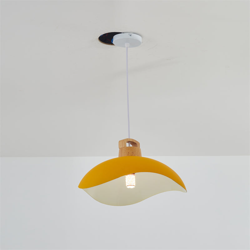 Valentina Colorful Shade Single Pendant Lights, Wood & - Letslighting