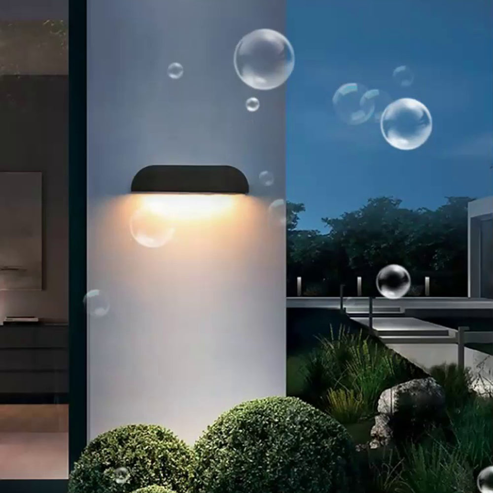 Ray Modern Minimalist Semi-elliptical Metal Stone Outdoor Wall Lamp - Letslighting