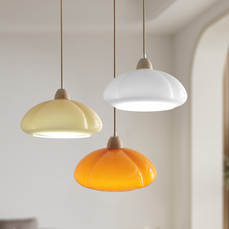Valentina Retro Pendant Light Pumpkin Glass Bedroom Dining Room