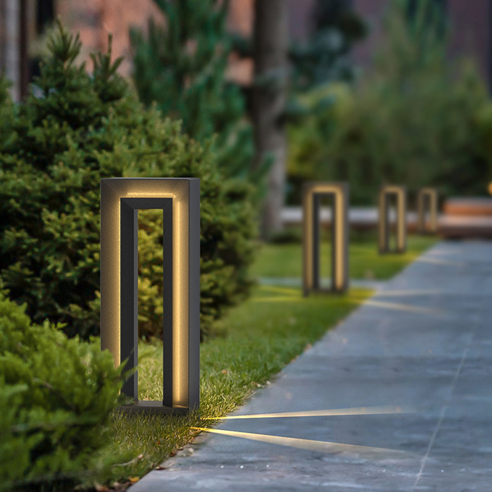 Ray Modern Metal Hollow Rectangular Solar Outdoor Path Light