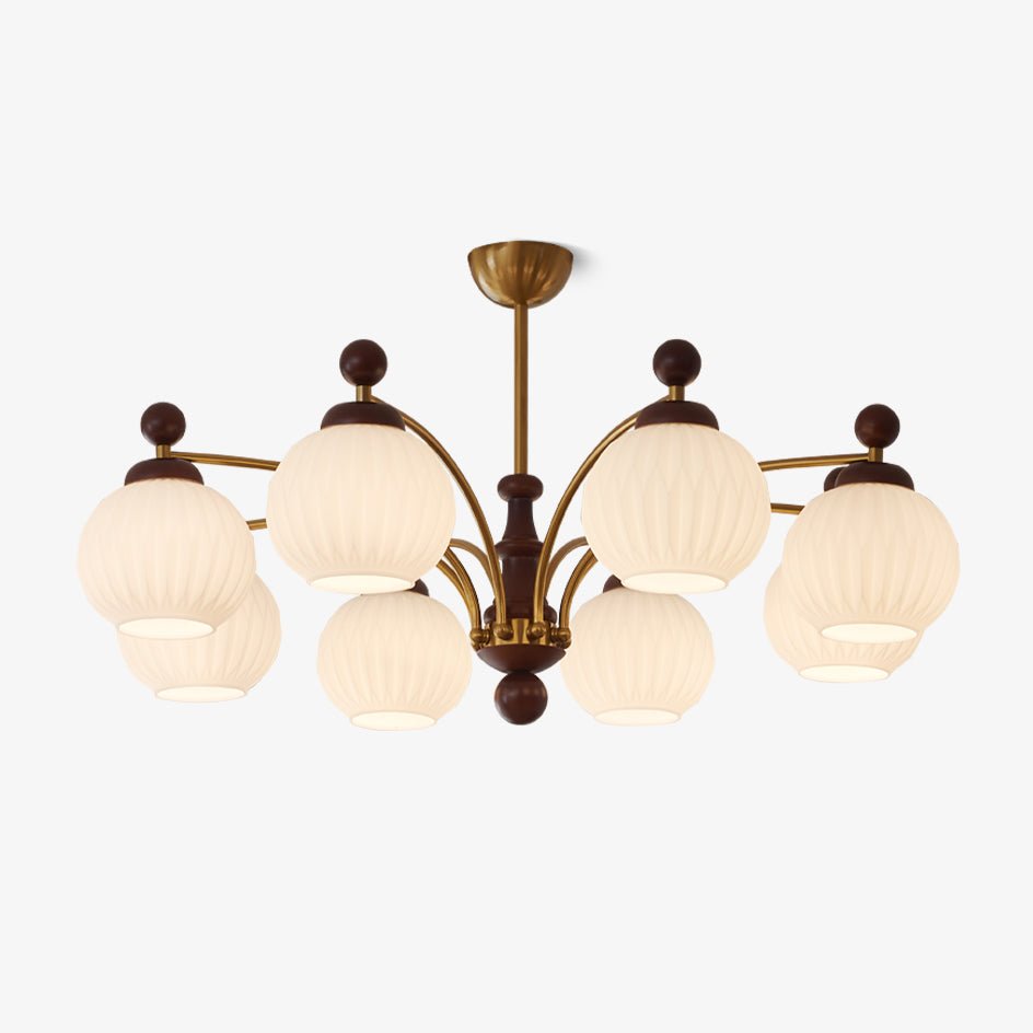 Vedoror Traditional Classic Orb Wood Glass Chandelier - Letslighting