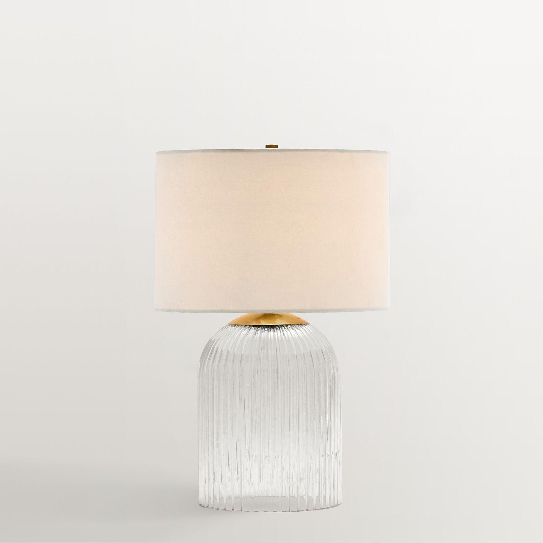 Haze Glass Table Lamp with Linen for Living Rooms