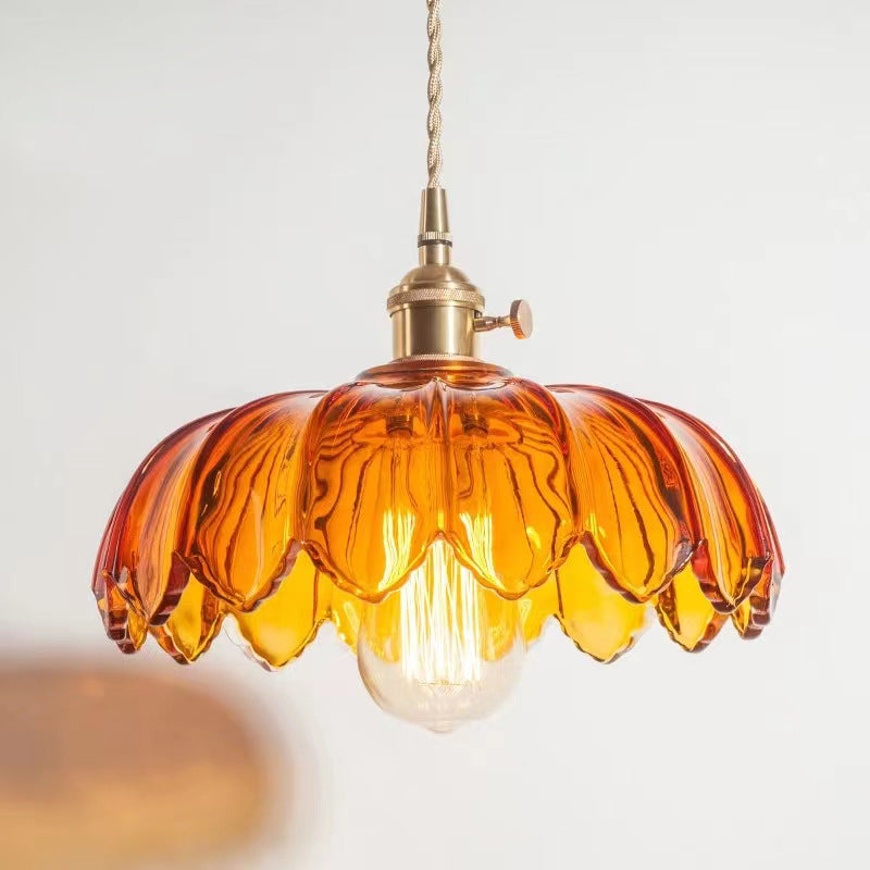 Valentina Retro LED Flower Pendant Light Glass Metal Dining Room - Letslighting