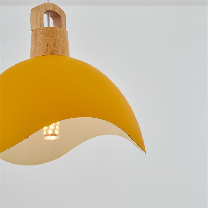 Valentina Colorful Shade Single Pendant Lights, Wood & - Letslighting