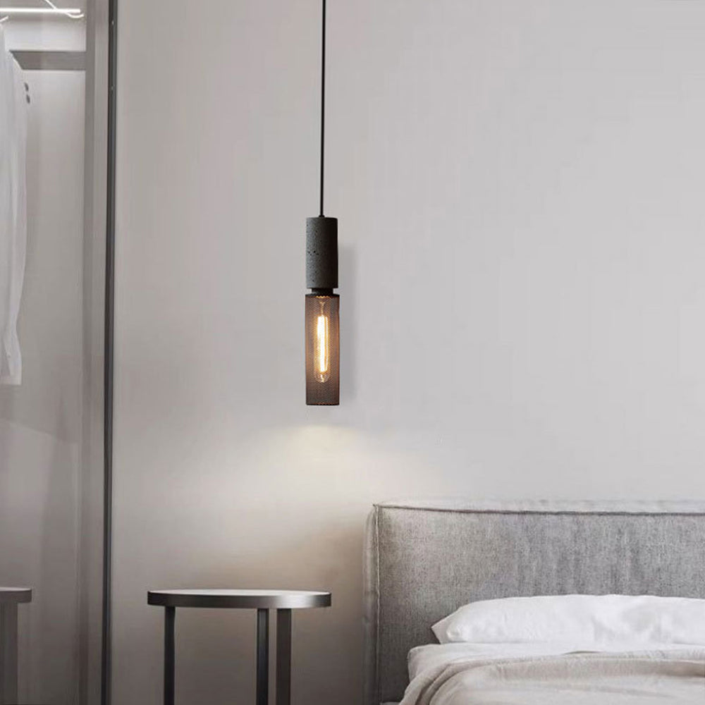 Arisha Industrial Cylindrical Pendant Light, Cement Wabi-Sabi - Letslighting
