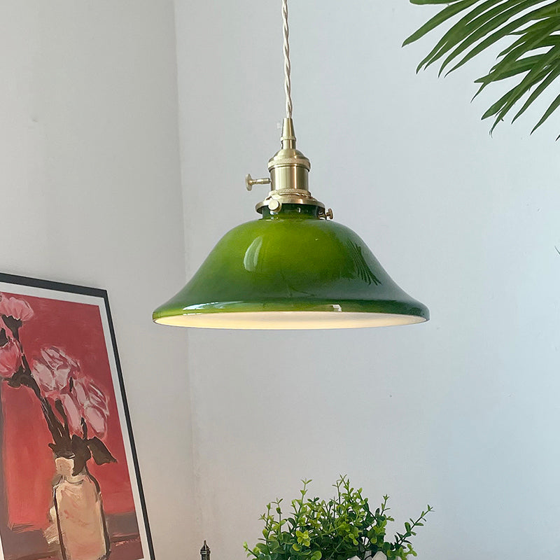 Valentina Rustic Vintage LED Pendant Light Copper Glass Dining Room