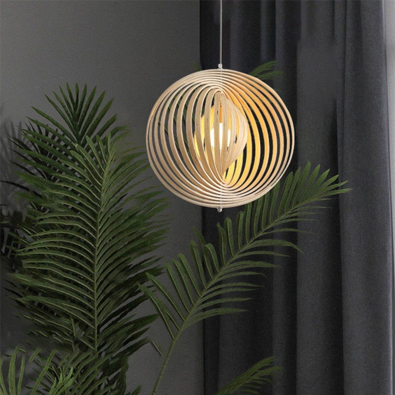 Ritta Japanese LED Pendant Light Wood Bedroom Bar