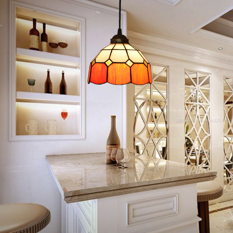 Tiffany Dome Shade European Pendant Light Stained Glass Living Room
