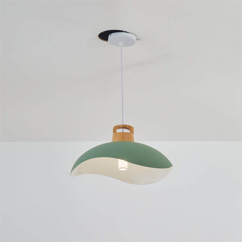 Valentina Colorful Shade Single Pendant Lights, Wood & - Letslighting
