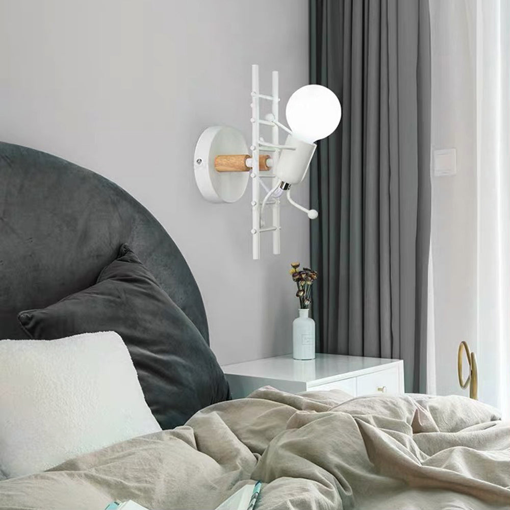 Arisha Industrial Man Wood Wall Light - Letslighting