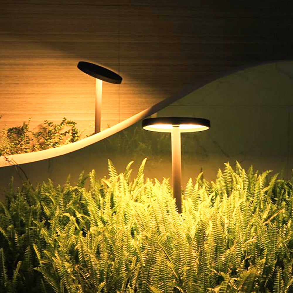 Ray Modern Metal Disc Solar Outdoor Bollard Light