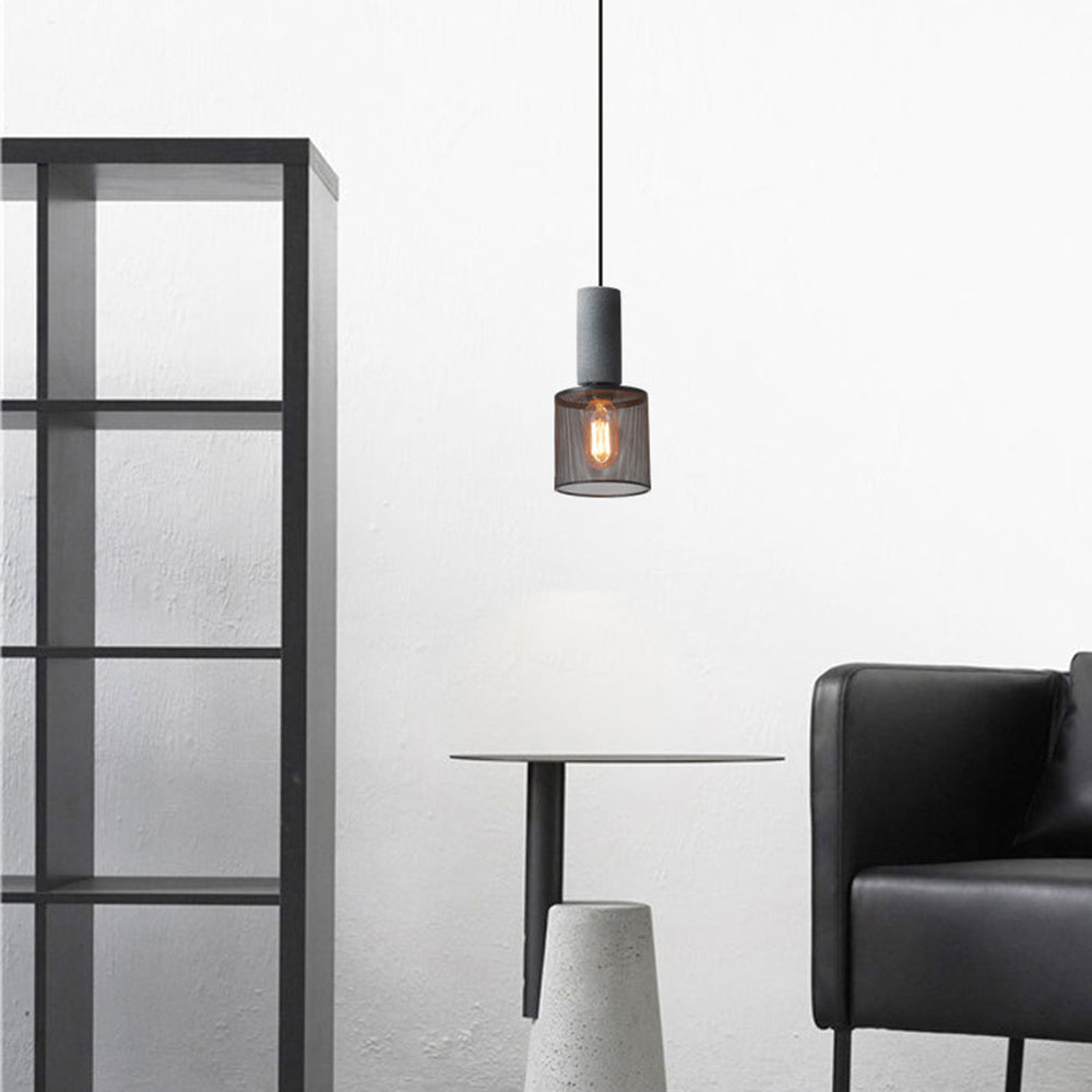 Arisha Industrial Cylindrical Pendant Light, Cement Wabi-Sabi - Letslighting