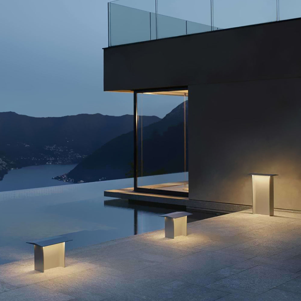 Ray Modern Metal Rectangular Solar Outdoor Path Light