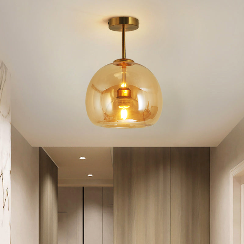 Arisha Modern Dome Glass Semi-Flush Mount Ceiling Light Pendant Light