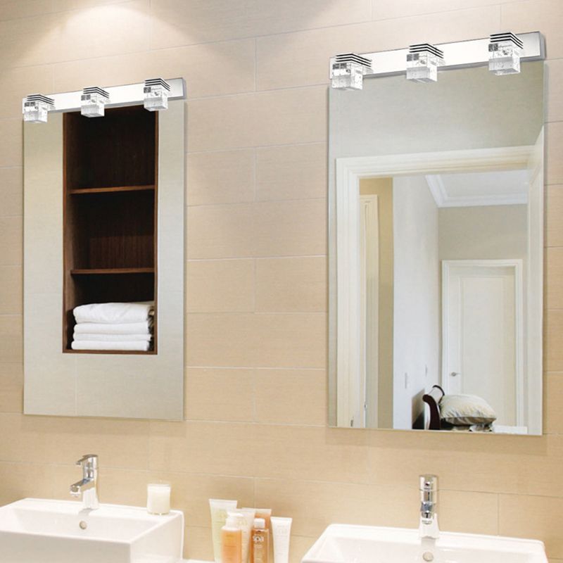 Arisha Modern Square Crystal Vanity Wall Lamp, Bedroom/Bathroom - Letslighting