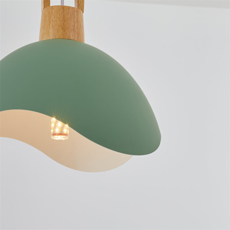 Valentina Colorful Shade Single Pendant Lights, Wood & - Letslighting
