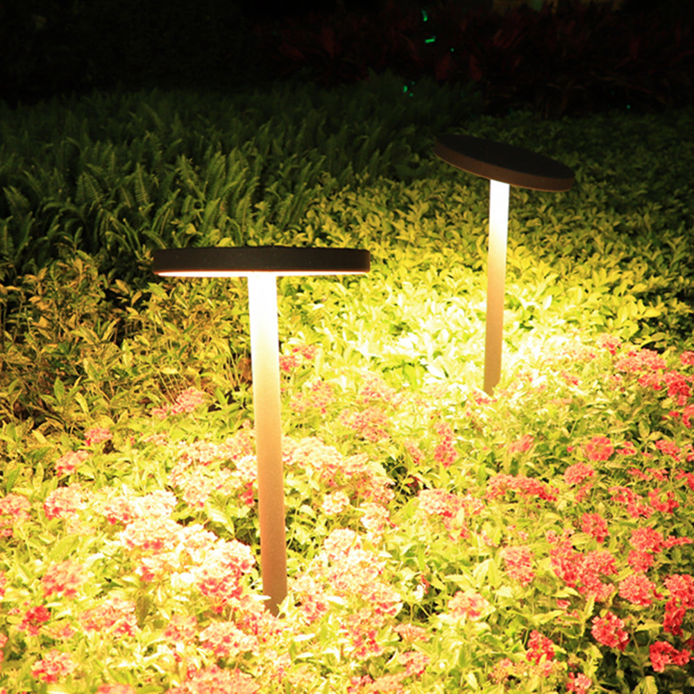 Ray Modern Metal Disc Solar Outdoor Bollard Light