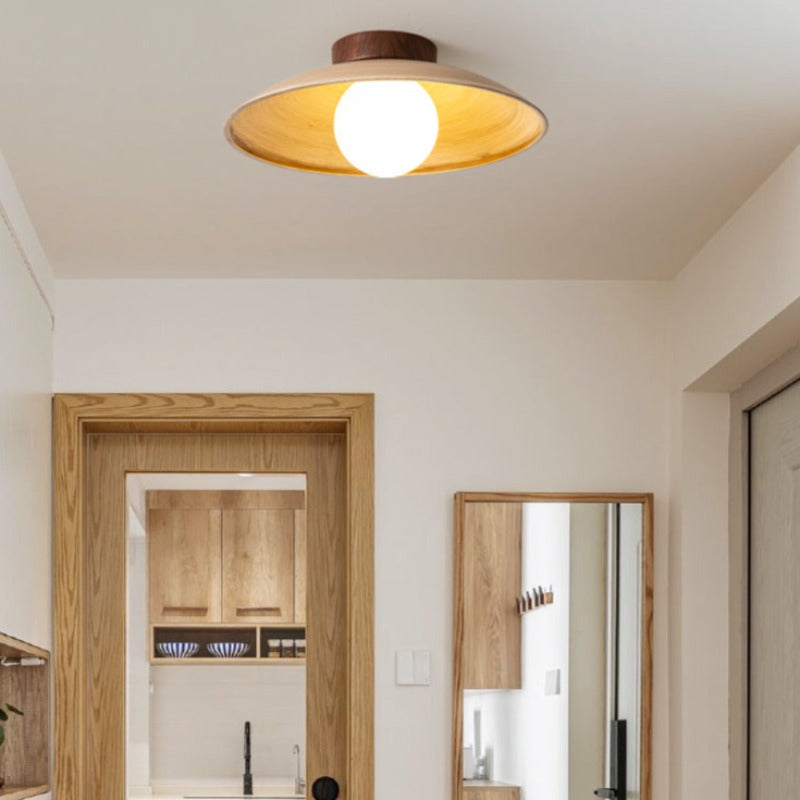 Muto Vintage Flush Mount Ceiling Light Wood Metal Glass Bar Hotels