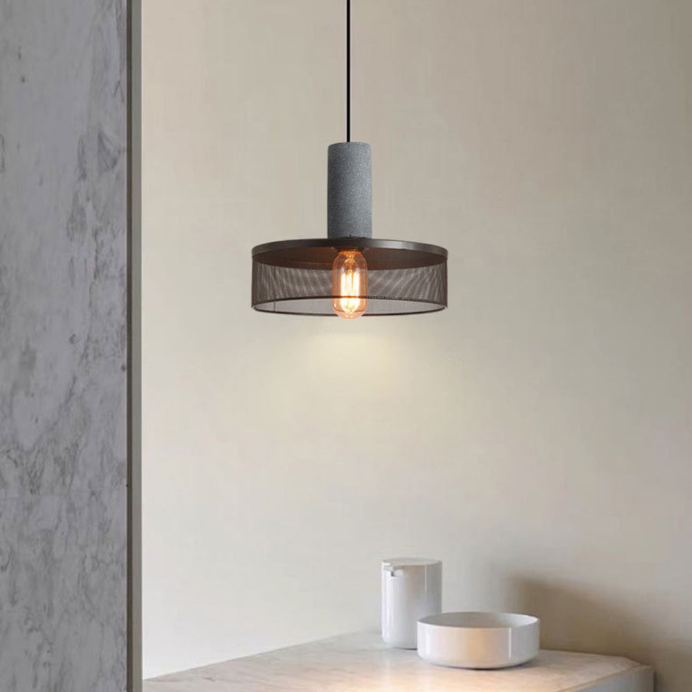Arisha Industrial Cylindrical Pendant Light, Cement Wabi-Sabi - Letslighting