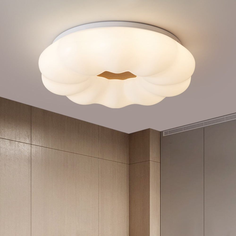 Muto Flush Mount Ceiling Light Dimmable, Wooden