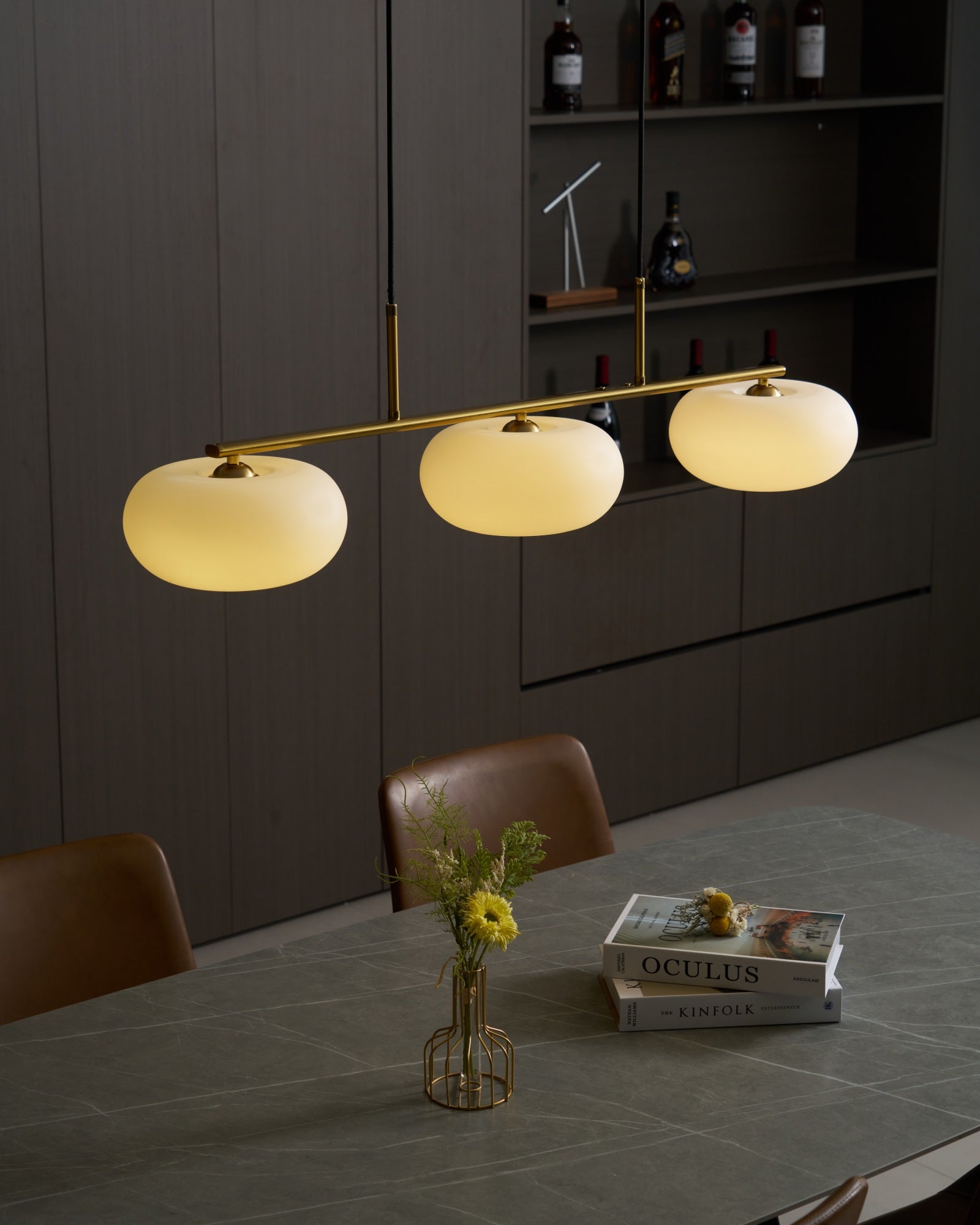Lustra Pendant Lamp 3-Light Globe Shaped Linear - Letslighting