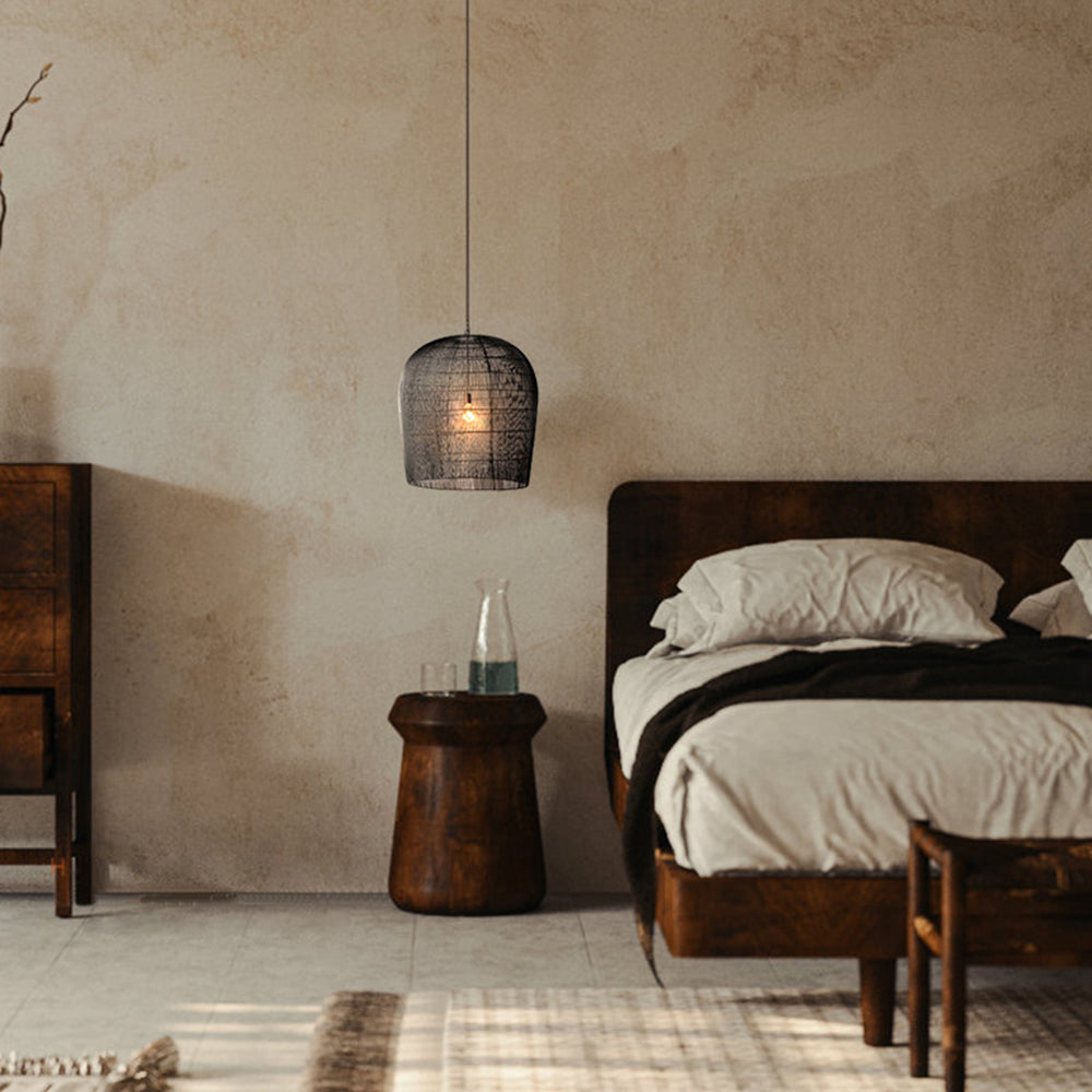Ritta Wabi Sabi Bird Cage Rattan Metal Pendant Light
