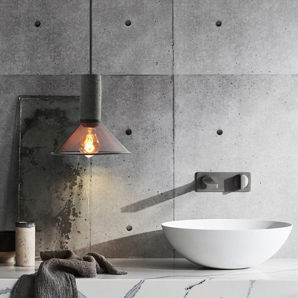 Arisha Industrial Cylindrical Pendant Light, Cement Wabi-Sabi - Letslighting