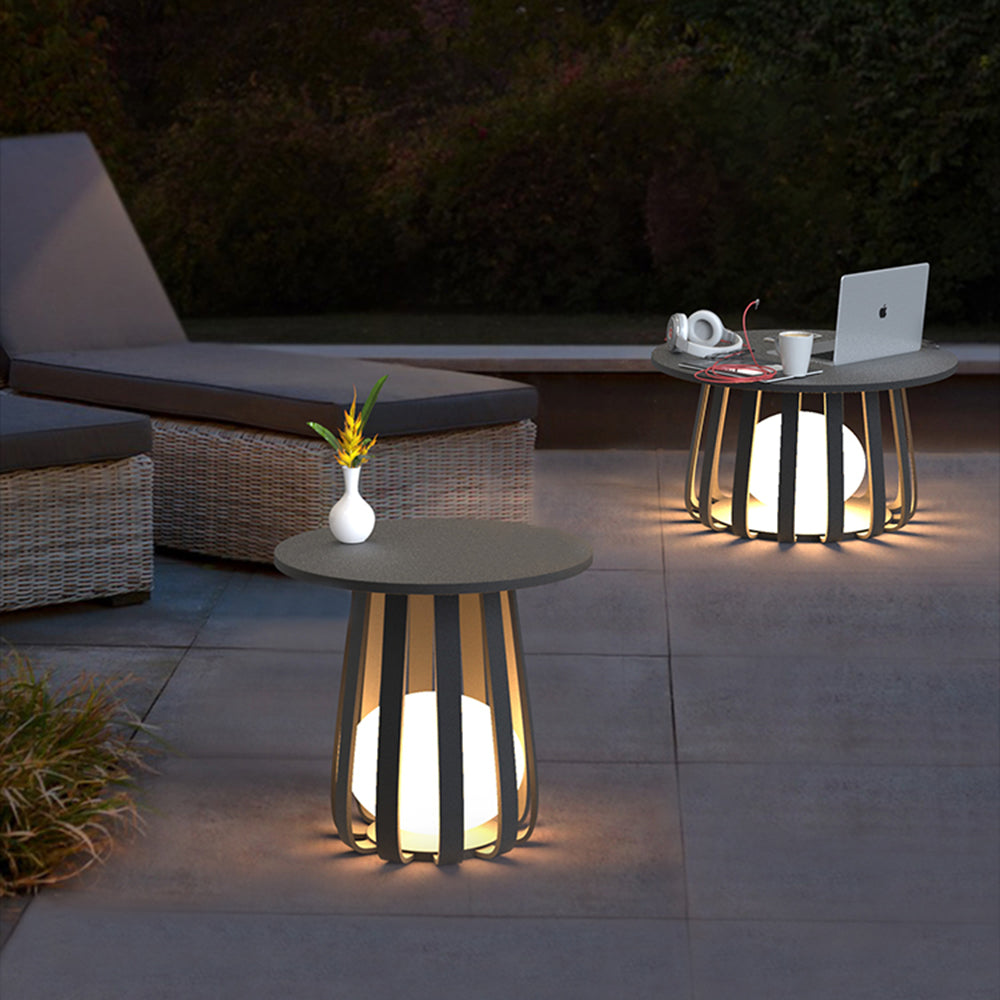 Ray Table Metal Outdoor Solar Floor Lamp Hardwired Solar