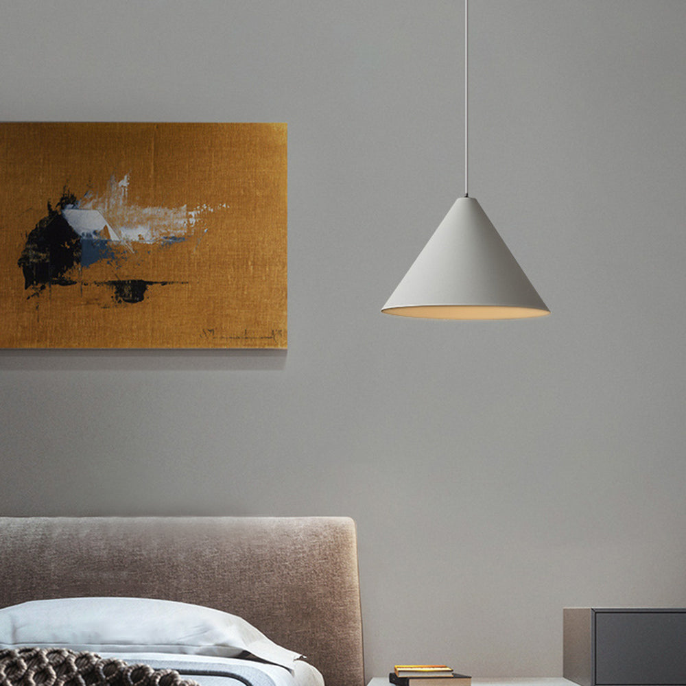 Arisha Minimalist Cone Metal Pendant Light, Gray
