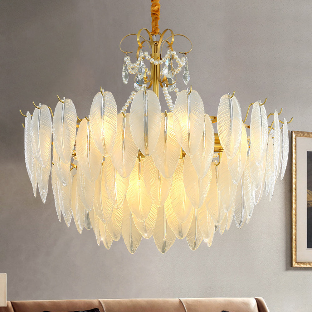 Kristy Elegant Pearl Glass Metal Chandelier