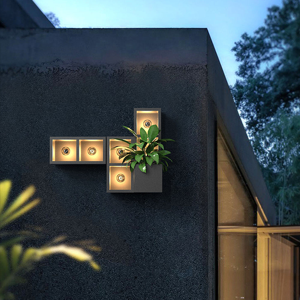 Ray Modern Cube Square Metal Glass Outdoor Wall Lamp