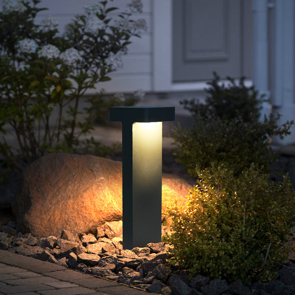 Ray Modern Metal T-Shaped Solar Outdoor Path Light - Letslighting