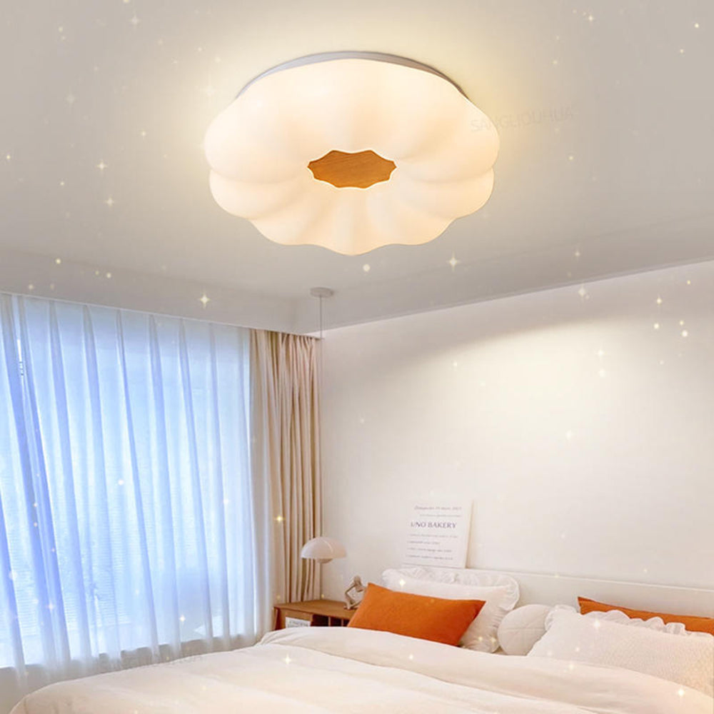 Muto Flush Mount Ceiling Light Dimmable, Wooden