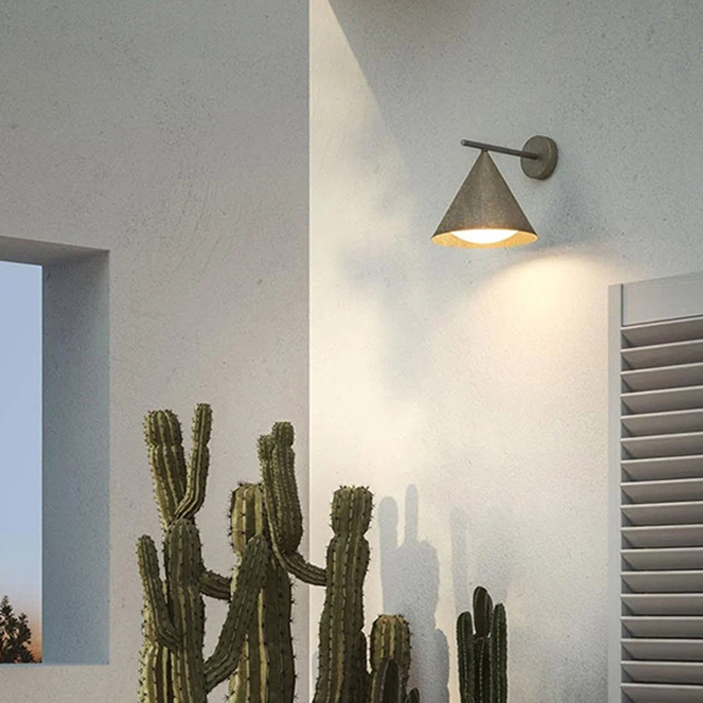 Arisha Modern Minimalist Cone Outdoor Waterproof Wall Lamp,Black/Gold - Letslighting