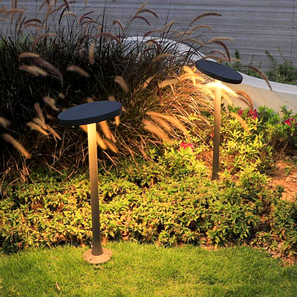 Ray Modern Metal Disc Solar Outdoor Bollard Light