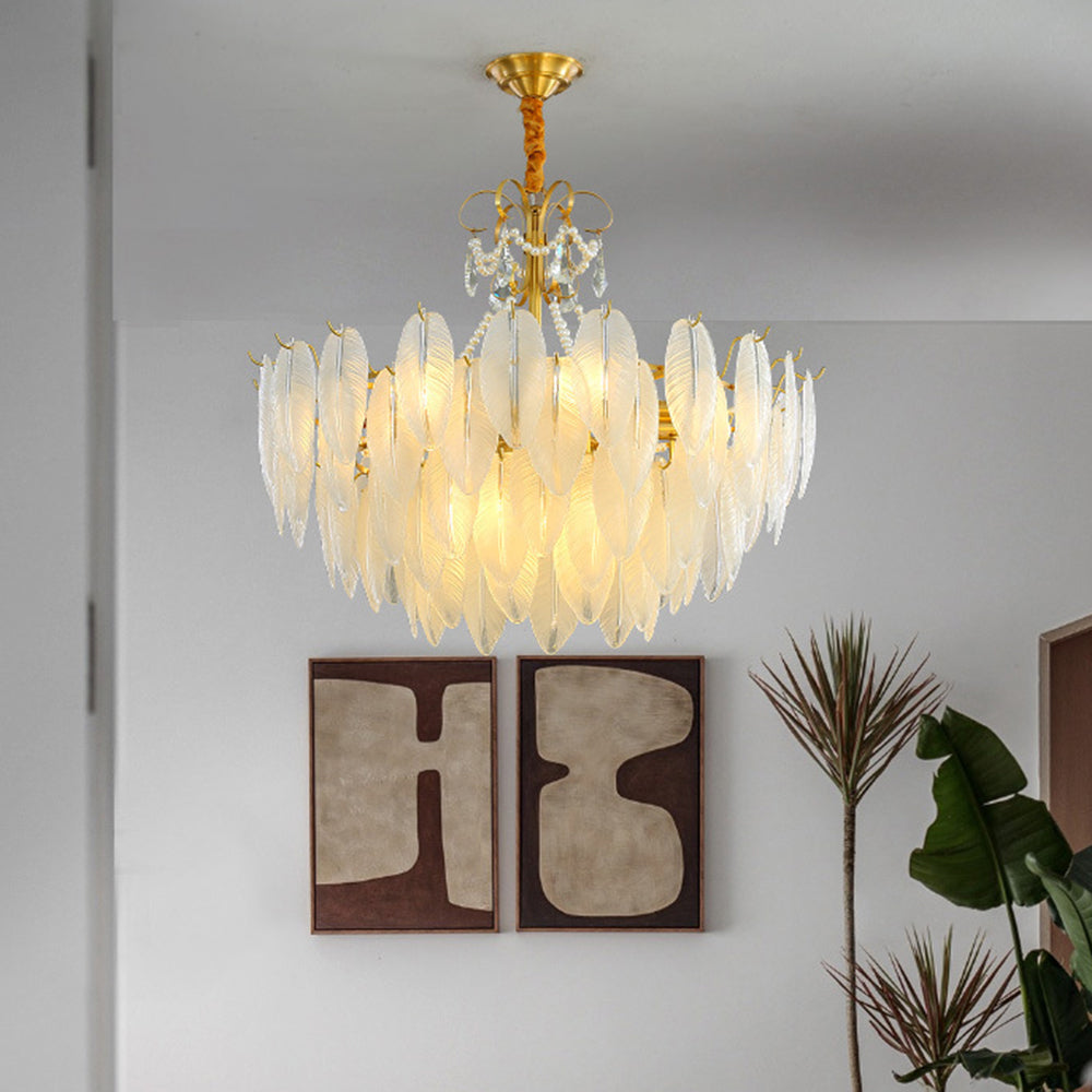 Kristy Elegant Pearl Glass Metal Chandelier