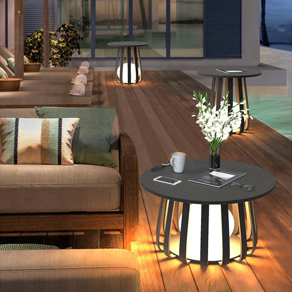 Ray Table Metal Outdoor Solar Floor Lamp Hardwired Solar