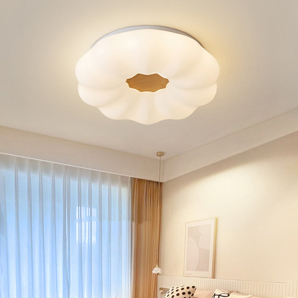 Muto Flush Mount Ceiling Light Dimmable, Wooden
