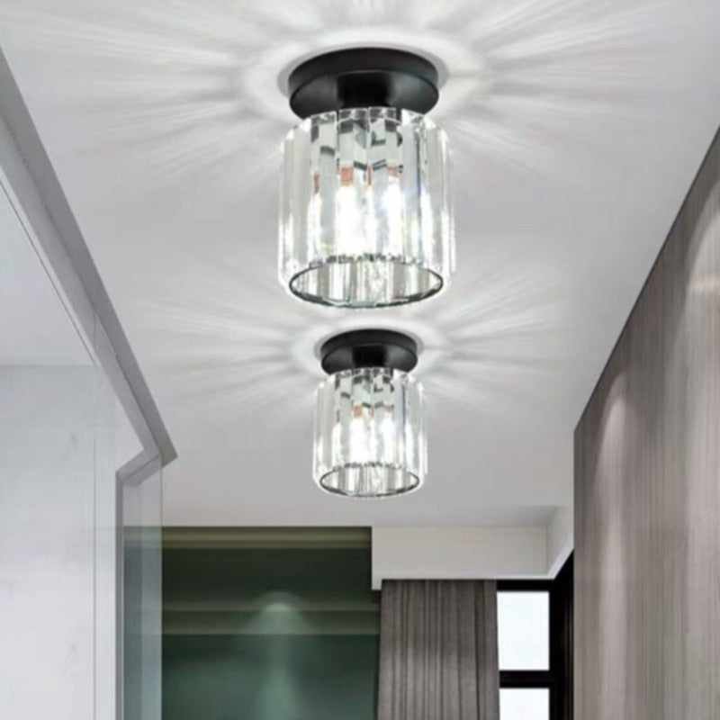 Arisha Modern Flush Mount Ceiling Light Black Gold Glass Bedroom
