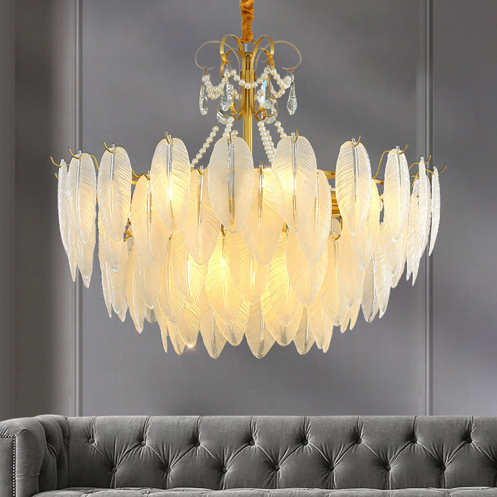 Kristy Elegant Pearl Glass Metal Chandelier