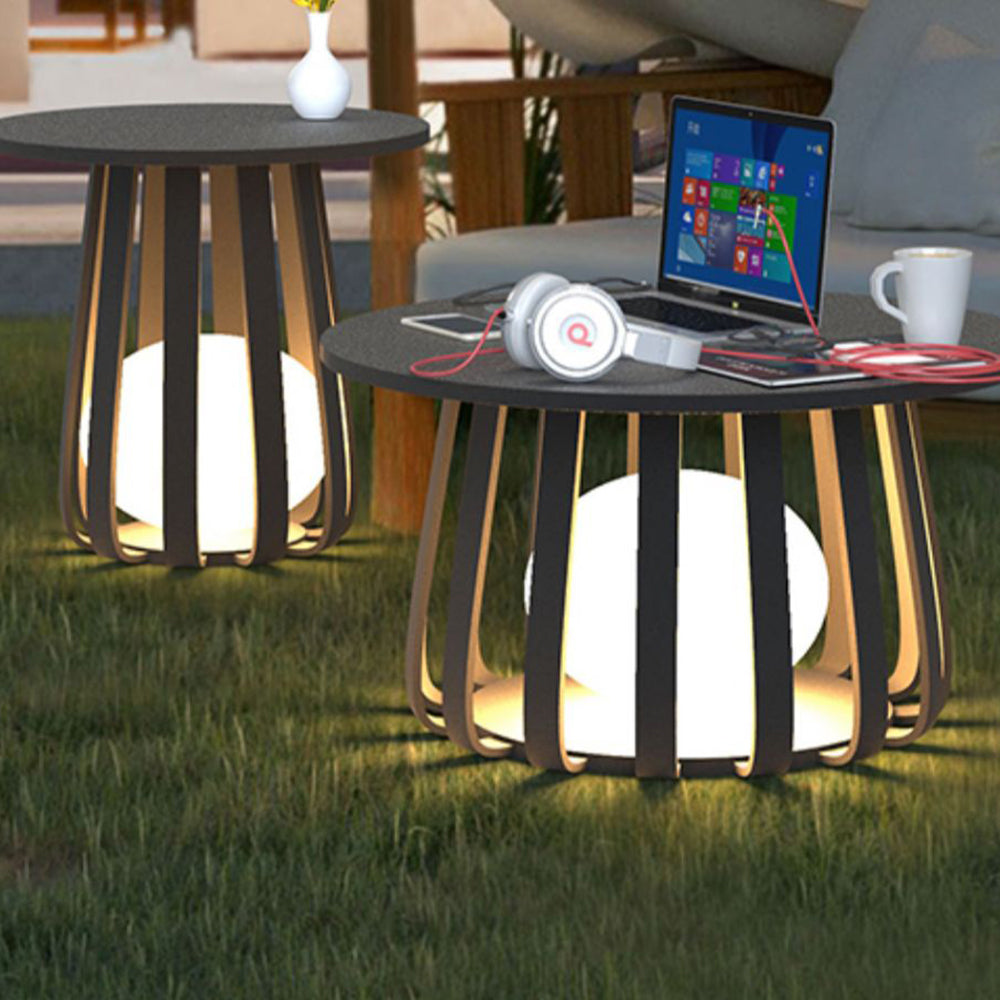 Ray Table Metal Outdoor Solar Floor Lamp Hardwired Solar