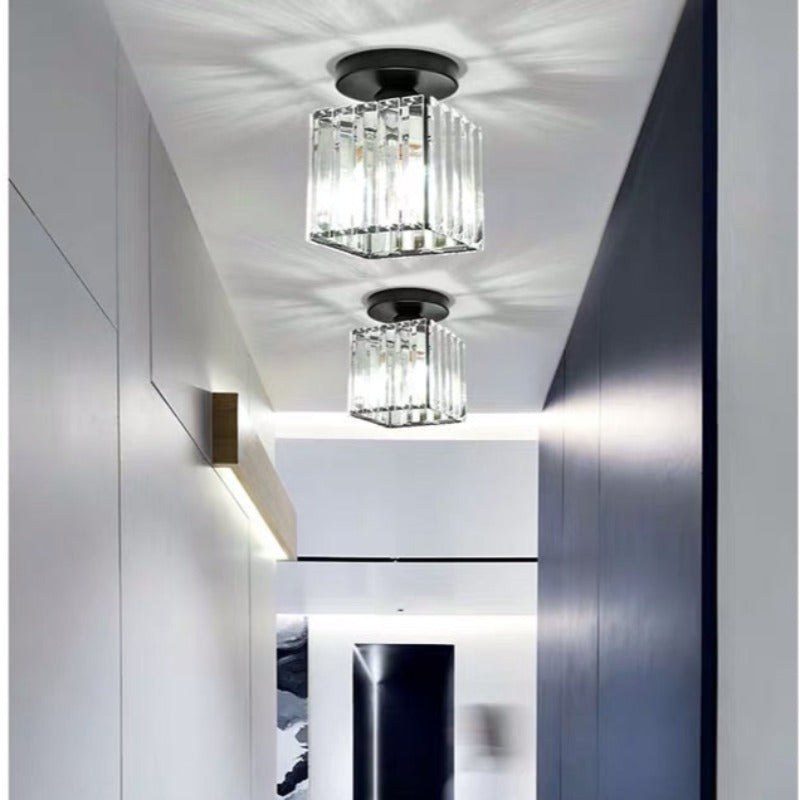 Arisha Modern Flush Mount Ceiling Light Black Gold Glass Bedroom