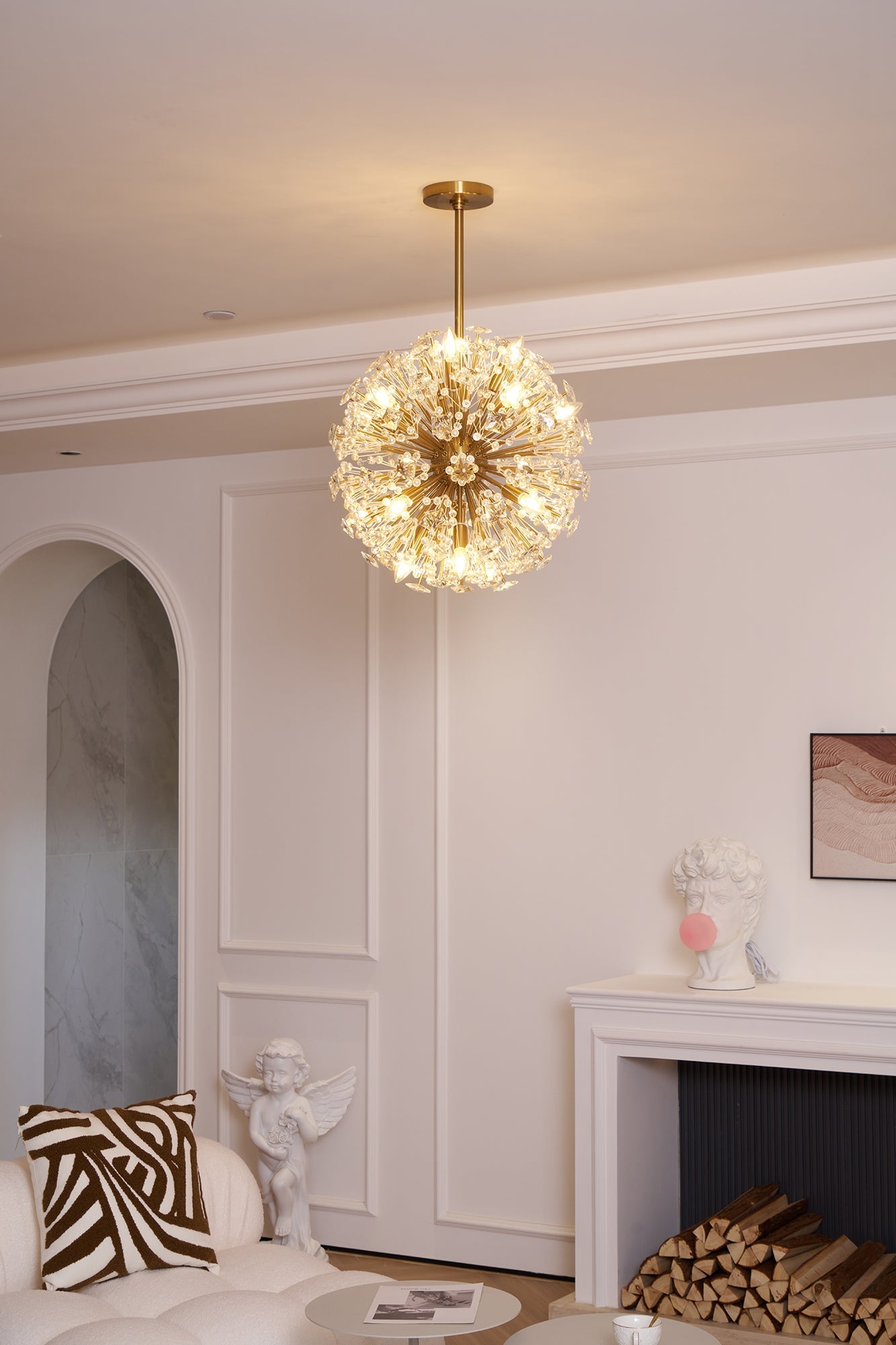 Aurora Chandelier Dickinson Gold Crystal Starburst - Letslighting